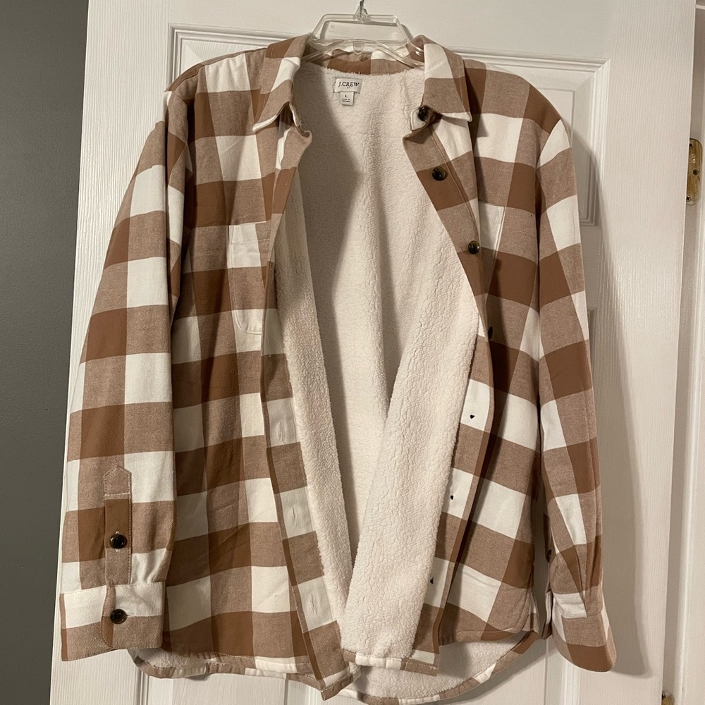 Like New-Worn once J Crew Plaid Sherpa Jacket. Very warm and cute on.